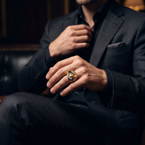 Anillo fortuna del dinero TIO RICO mac pato en oro laminado 18K certificado